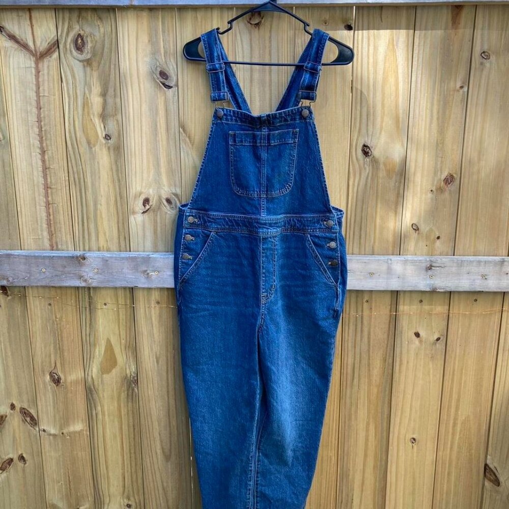 J.Crew Large blue denim overalls tapered leg
